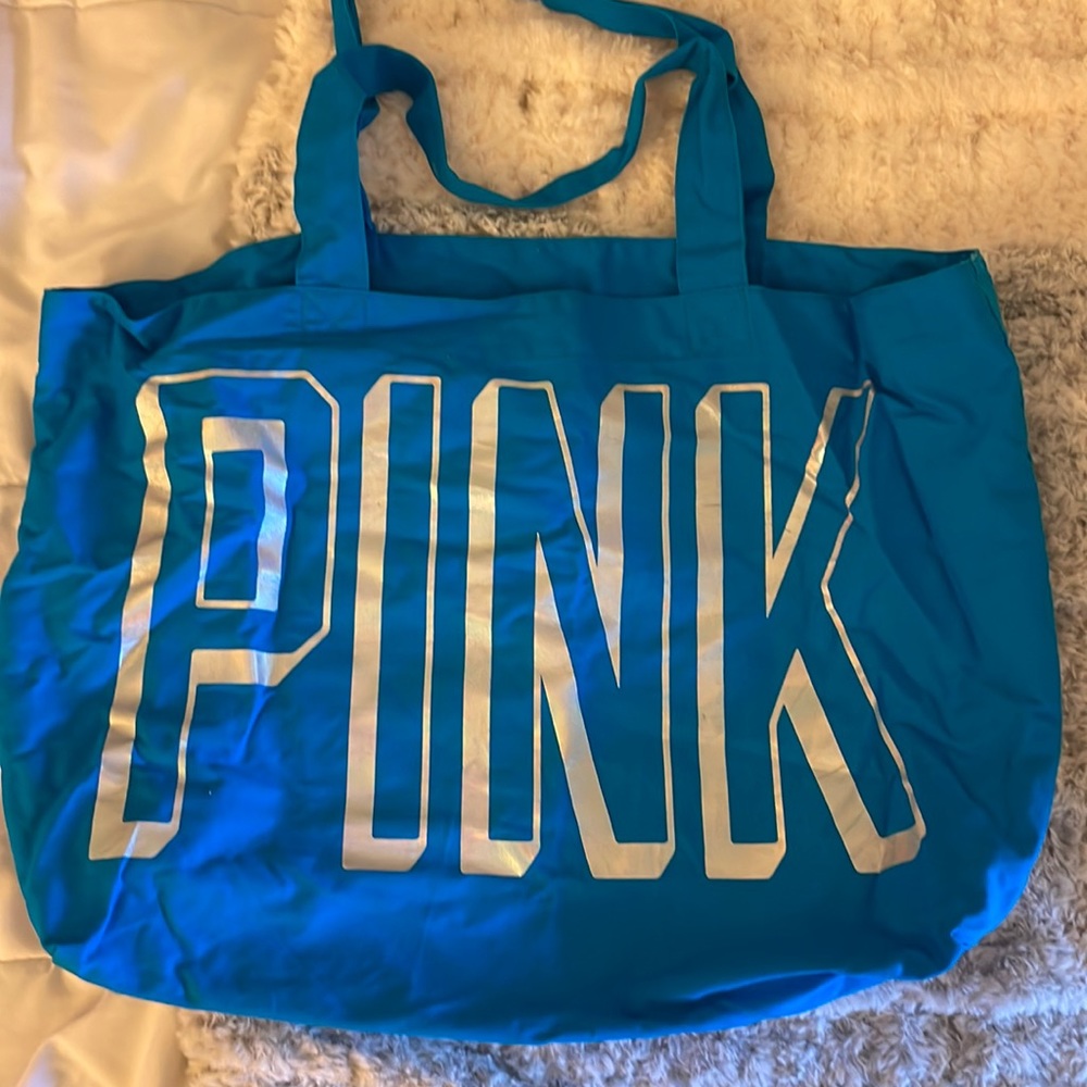 Victoria’s Secret pink bright blue tote